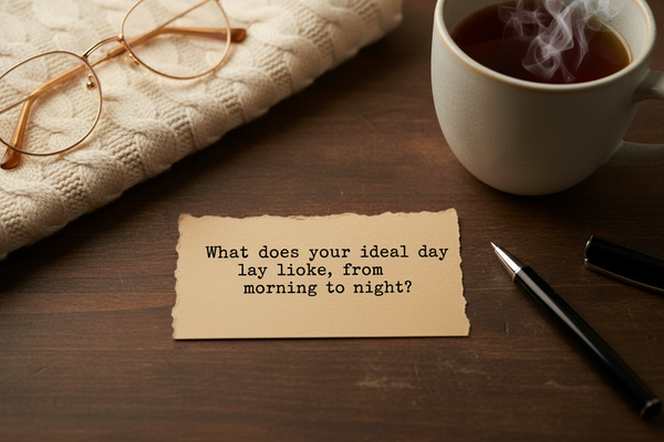 Journaling prompt card with typewriter font